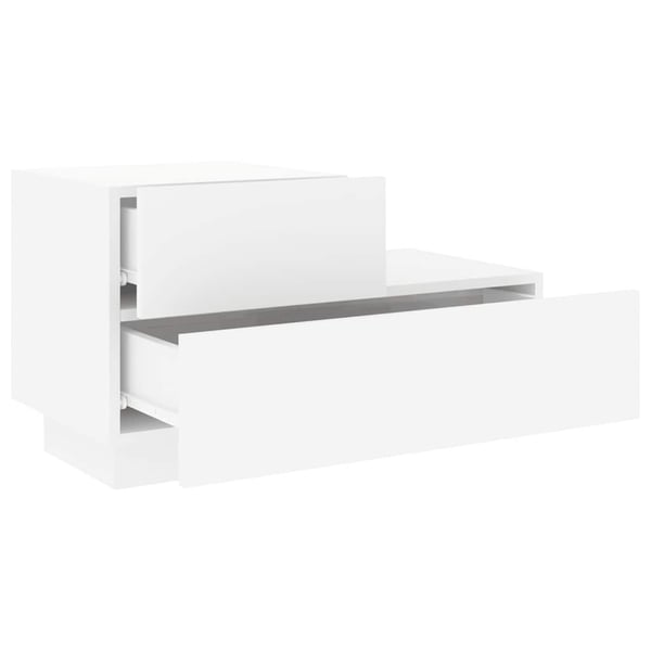 vidaXL Nattbord med LED hvit 70x36x40,5 cm