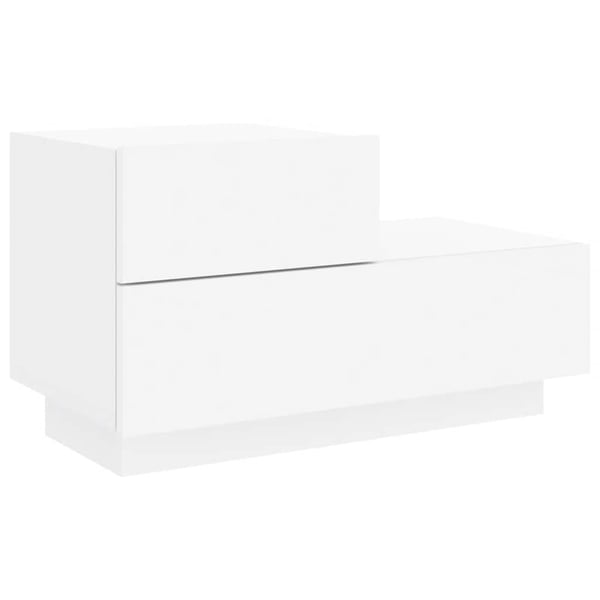 vidaXL Nattbord med LED hvit 70x36x40,5 cm