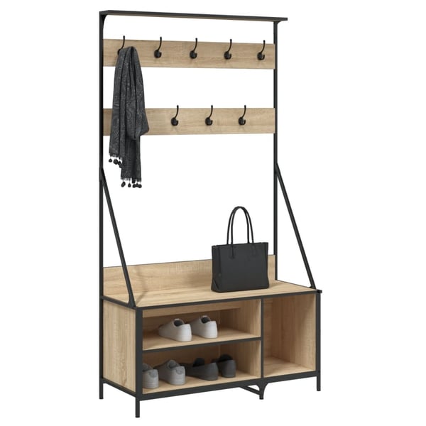 vidaXL Klesstativ med skooppbevaring sonoma eik 100x41x184 cm