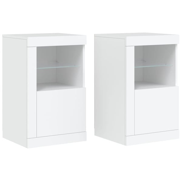 vidaXL Sideskap med LED 2 stk hvit konstruert tre