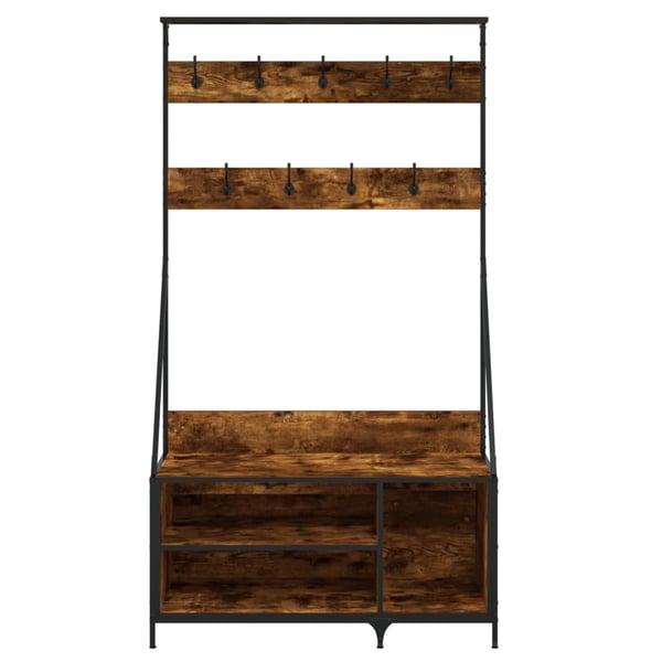 vidaXL tøjstativ med skoopbevaring 100x41x184 cm røget egetræsfarve