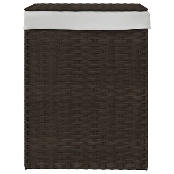 vidaXL vasketøjskurv med låg 46x33x60 cm polyrattan mørkebrun