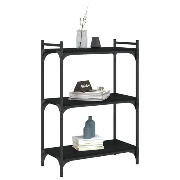 vidaXL bogreol med 3 hylder 60x30x86 cm konstrueret træ sort