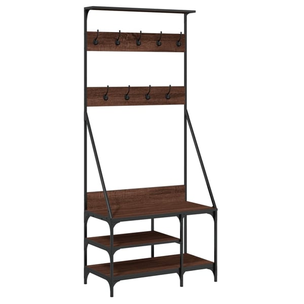 vidaXL Klesstativ med skooppbevaring brun eik 80x40x184 cm
