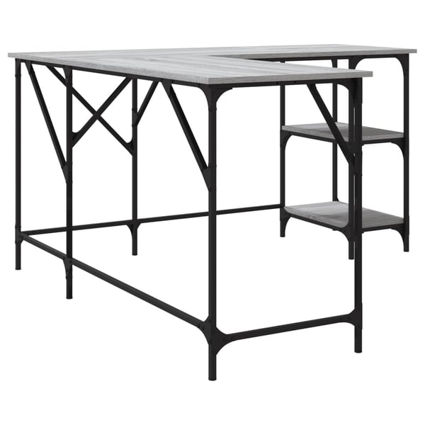 vidaXL Skrivebord grå sonoma 139x139x75 cm konstruert tre