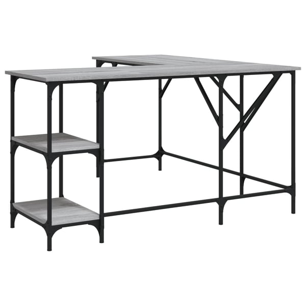 vidaXL Skrivebord grå sonoma 139x139x75 cm konstruert tre
