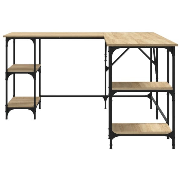 vidaXL Skrivebord sonoma eik 139x139x75 cm konstruert tre