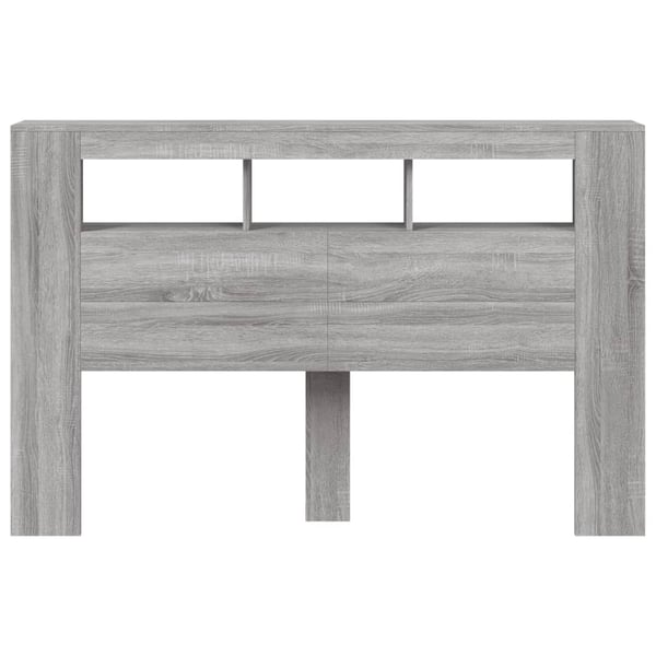 vidaXL Sengegavl med LED grå sonoma 160x18,5x103,5 cm konstruert tre