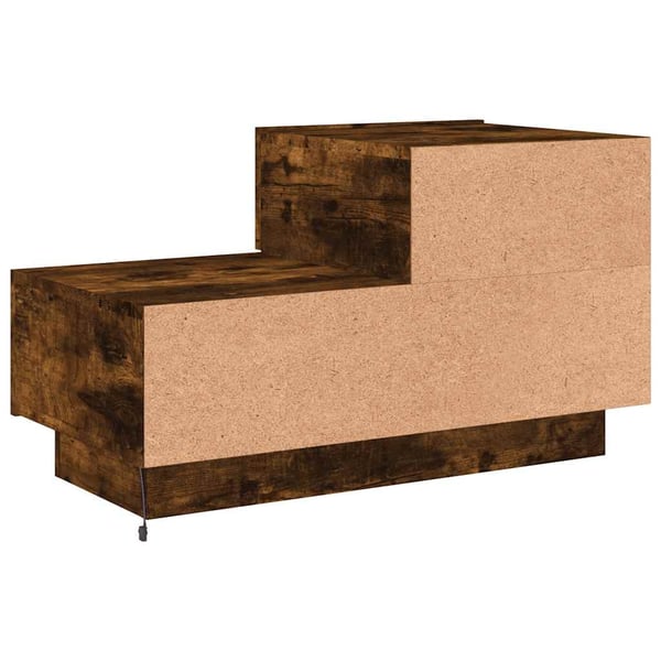 vidaXL sengebord med LED-lys 70x36x40,5 cm røget egetræsfarve