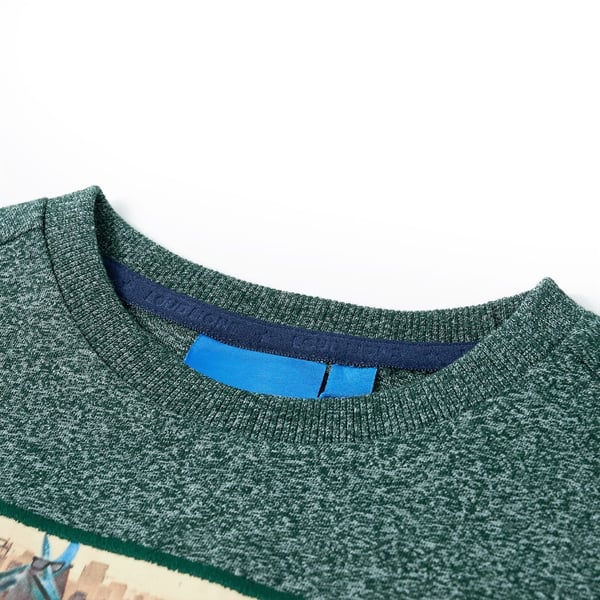 vidaXL Langærmet T-shirt til børn str. 140 grønmeleret