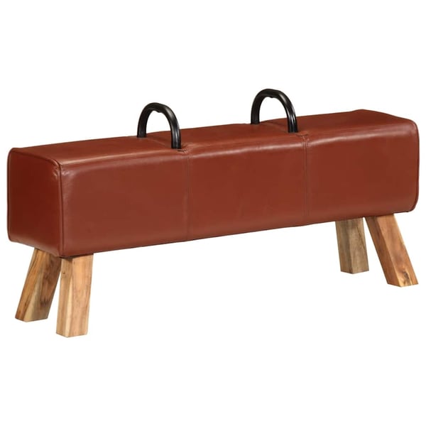 vidaXL Gymbänk brun 110 cm äkta Läder