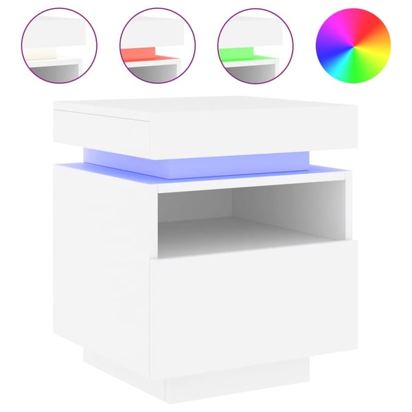 vidaXL Nattbord med LED 2 stk hvit 40x39x48,5 cm