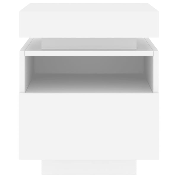 vidaXL Nattbord med LED 2 stk hvit 40x39x48,5 cm
