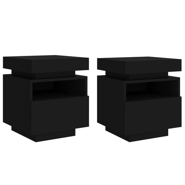 vidaXL sengeborde 2 stk. med LED-lys 40x39x48,5 cm sort