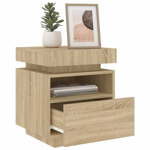 vidaXL Nattbord med LED 2 stk sonoma eik 40x39x48,5 cm