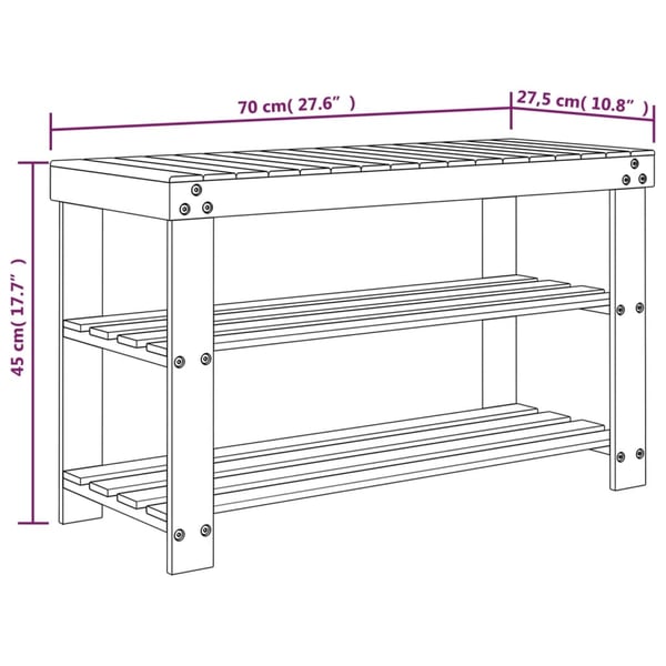 vidaXL Skostativ 3-lags 70x27,5x45 cm bambus