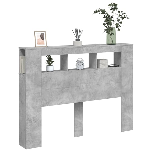 vidaXL Sengegavl med LED betonggrå 140x18,5x103,5 cm konstruert tre