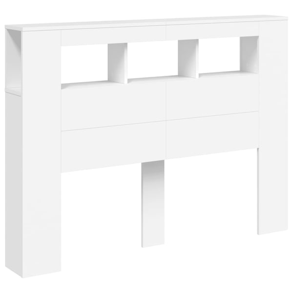 vidaXL Sengegavl med LED hvit 140x18,5x103,5 cm konstruert tre