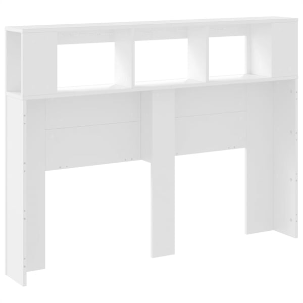 vidaXL Sengegavl med LED hvit 140x18,5x103,5 cm konstruert tre