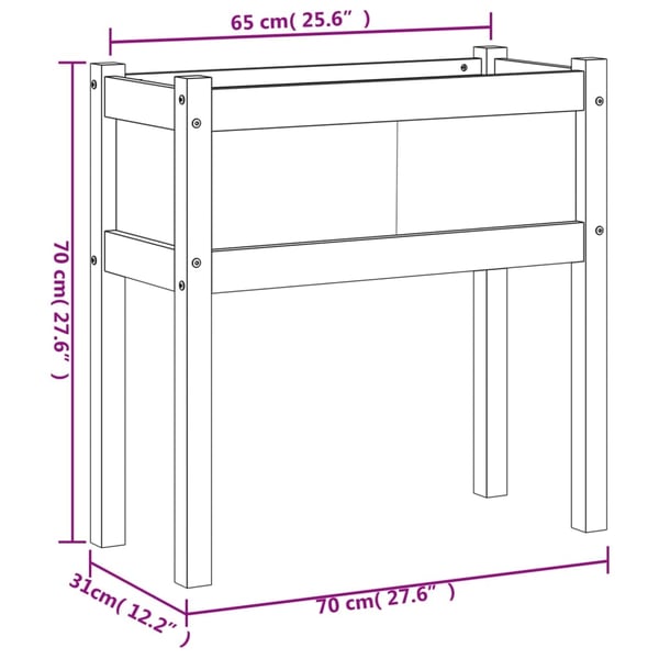vidaXL Plantekasse med ben 70x31x70 cm heltre furu