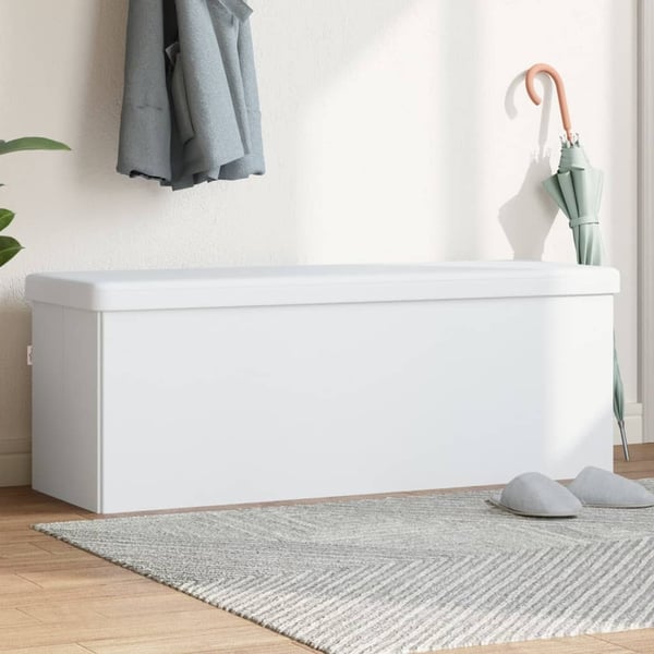vidaXL opbevaringsbænk foldbar PVC hvid