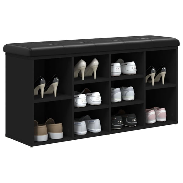vidaXL skobænk 102x32x50 cm konstrueret træ sort