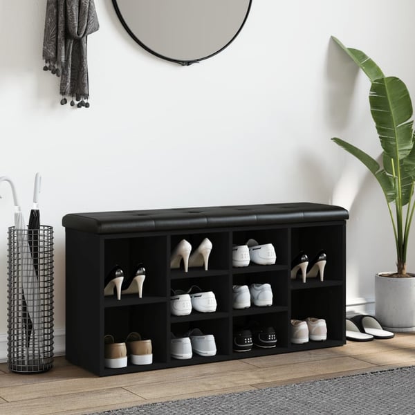 vidaXL skobænk 102x32x50 cm konstrueret træ sort