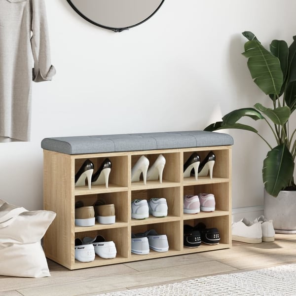 vidaXL skobænk 82x32x50 cm konstrueret træ sonoma-eg