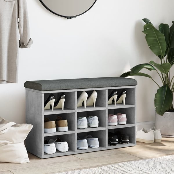 vidaXL skobænk 82x32x50 cm konstrueret træ betongrå