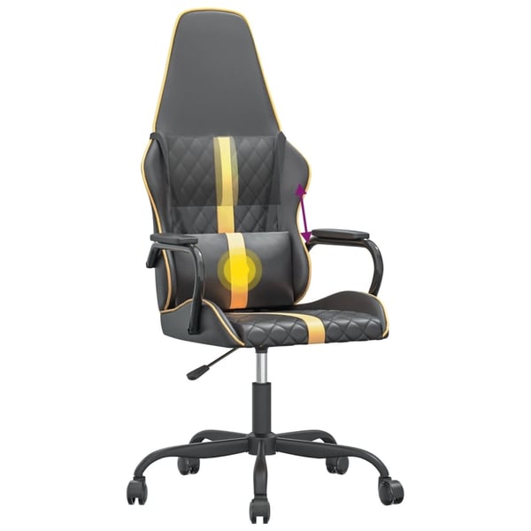 vidaXL gamingstol m. massagefunktion kunstlæder sort + guldfarvet