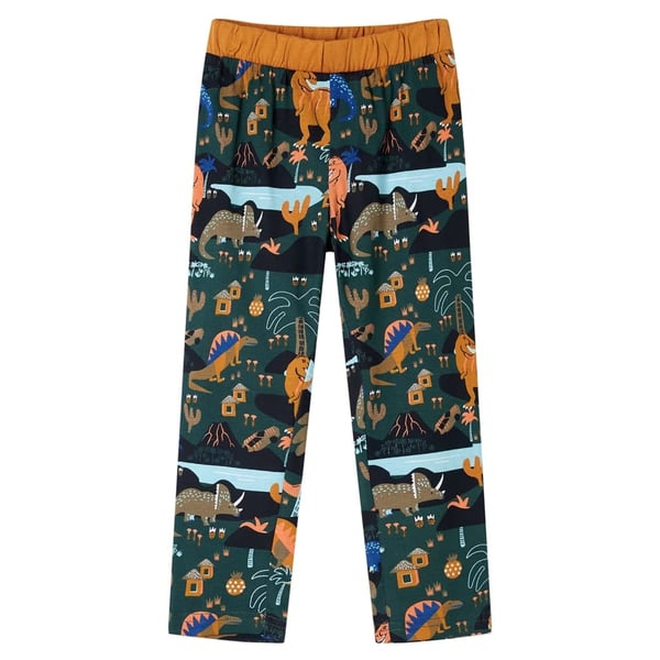 vidaXL Pyjamas for barn med lange ermer mørkegrønn 104