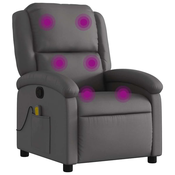 vidaXL Massagefåtölj grå äkta läder