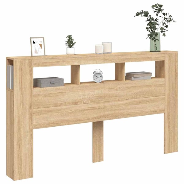 vidaXL Sengegavl med LED sonoma eik 180x18,5x103,5 cm konstruert tre