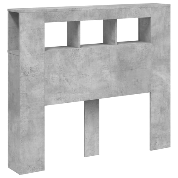 vidaXL Sengegavl med LED betonggrå 120x18,5x103,5 cm konstruert tre