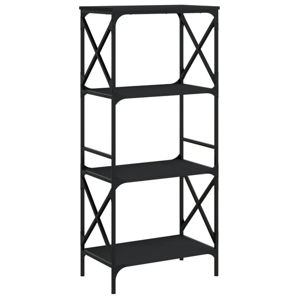 vidaXL bogreol med 4 hylder 59x35x132 cm konstrueret træ sort