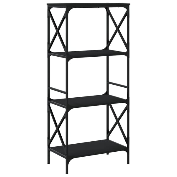 vidaXL bogreol med 4 hylder 59x35x132 cm konstrueret træ sort