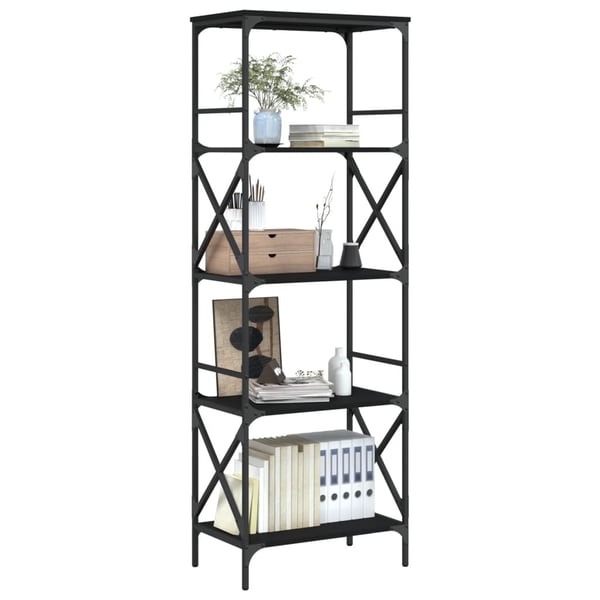 vidaXL bogreol med 5 hylder 59x35x171 cm konstrueret træ sort