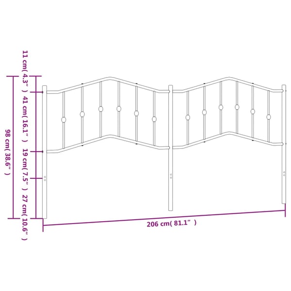vidaXL Utskiftbar sengegavl i metall hvit 200 cm