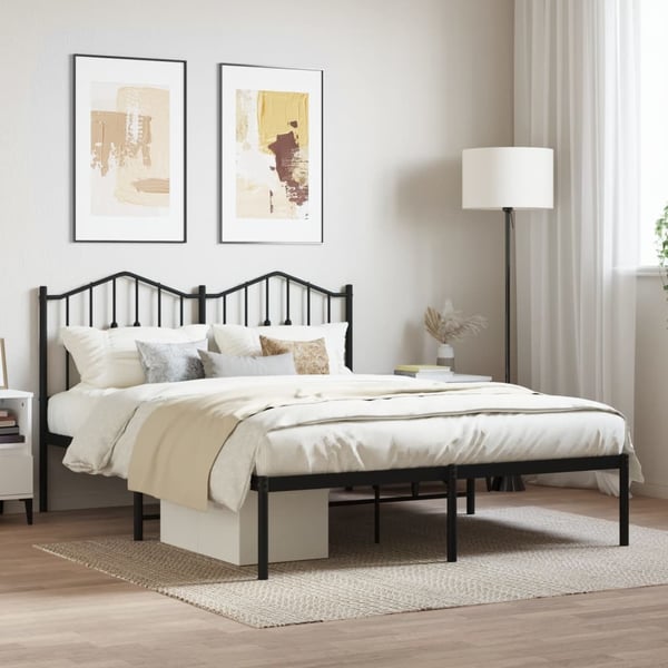 vidaXL Sengeramme i metall med sengegavl svart 140x200 cm