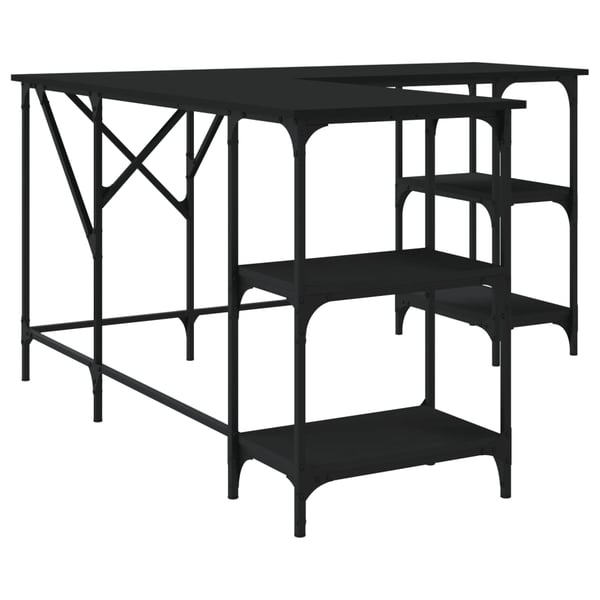vidaXL Skrivebord svart 139x139x75 cm konstruert tre