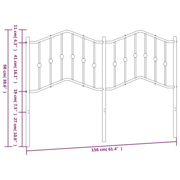 vidaXL Utskiftbar sengegavl i metall svart 150 cm