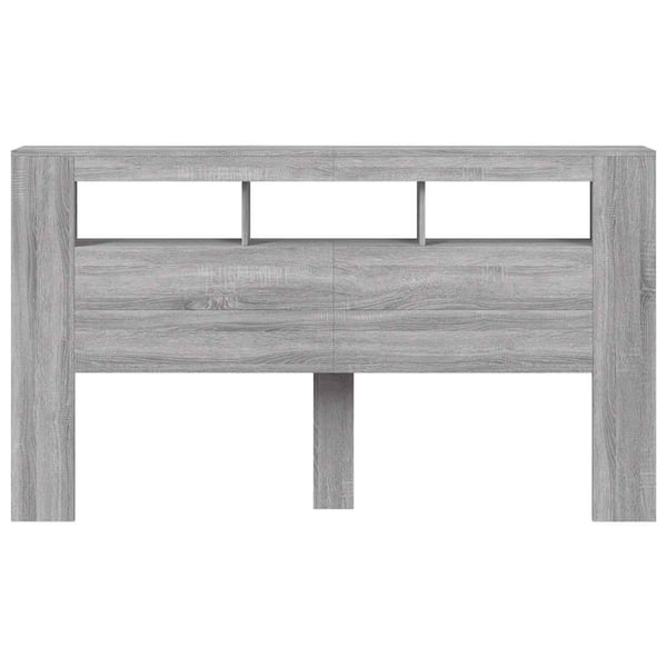 vidaXL Sengegavl med LED grå sonoma 180x18,5x103,5 cm konstruert tre