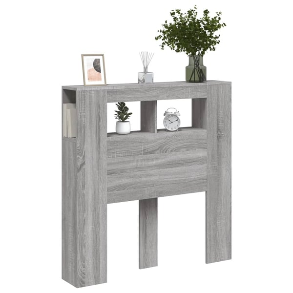vidaXL Sengegavl med LED grå sonoma 100x18,5x103,5 cm konstruert tre