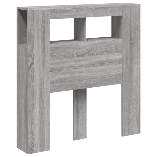 vidaXL Sengegavl med LED grå sonoma 100x18,5x103,5 cm konstruert tre