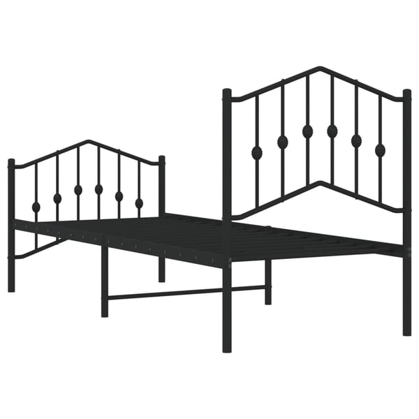 vidaXL Sengeramme i metall med hode- og fotgavl svart 75x190 cm