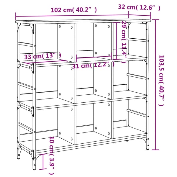 vidaXL Skjenk brun eik 102x32x103,5 cm konstruert tre