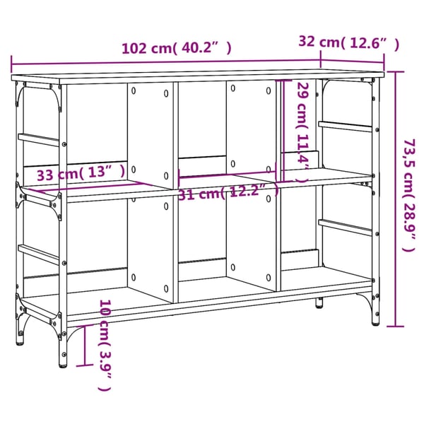 vidaXL Skjenk grå sonoma 102x32x73,5 cm konstruert tre