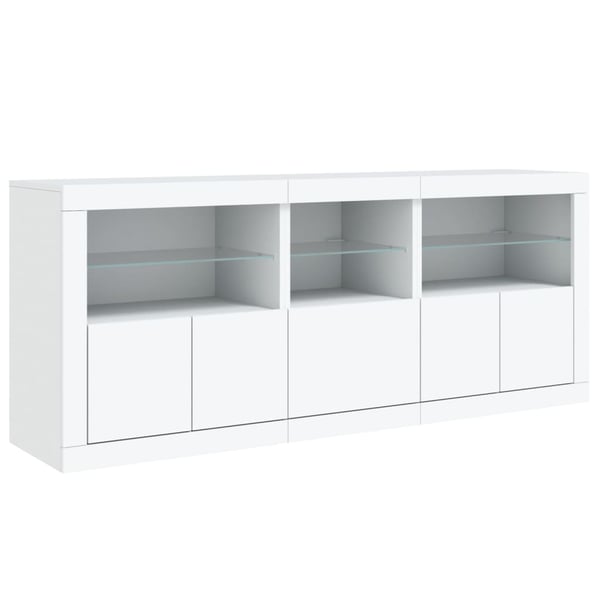 vidaXL Skjenk med LED-lys hvit 162x37x67 cm