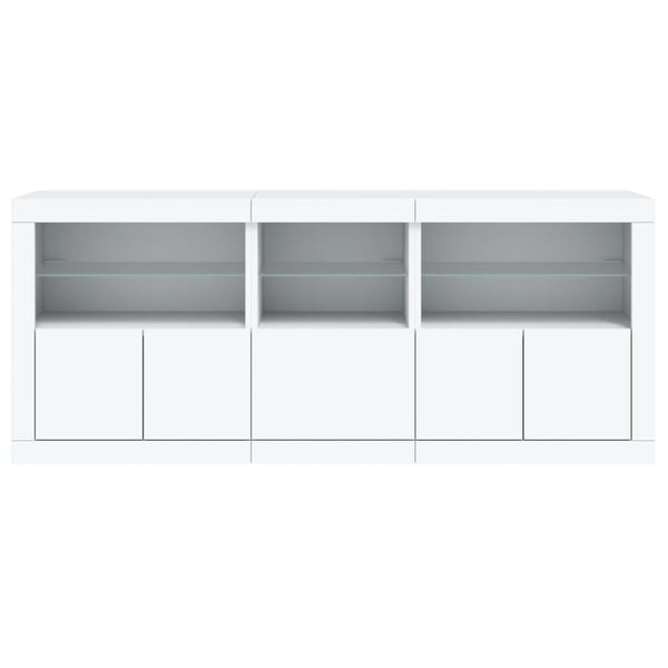 vidaXL Skjenk med LED-lys hvit 162x37x67 cm