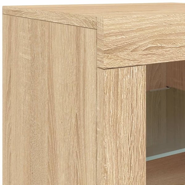 vidaXL skænk med LED-lys 162x37x67 cm sonoma-eg